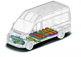 Distribution of petrol and CNG fuel system elements in the Fiat Ducato Natural Power