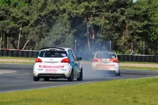 On-track fight in the BRC Green Hybrid Cup at Poznan Circuit