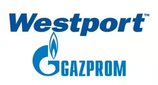 Logos of Westport and Gazprom
