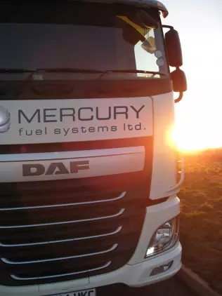A DAF truck featuring Mercury Fuel Systems' diesel blending LPG system
