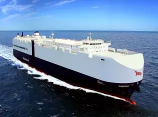 An LNG-powered container ship for transporting cars operated by Siem Car Carriers AS