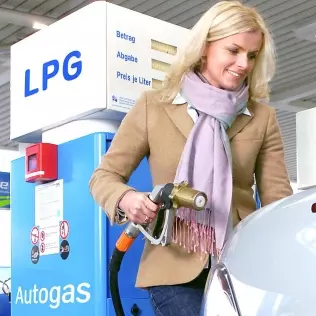 Refueling with autogas at a station in Germany