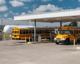 LPG-powered school buses during refueling