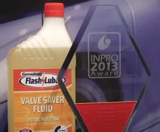 Flashlube Valve Saver Fluid and the INPRO 2013 award statuette