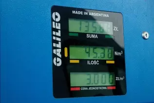 The electronic display of a CNG pump