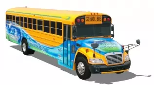 A Blue Bird Propane Vision LPG-powered school bus