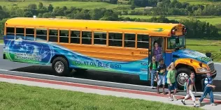 A Blue Bird Propane Vision school bus