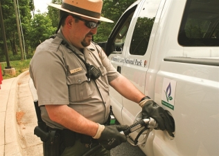 Mammoth Cave National Park - refueling a Ford F-250 with autogas