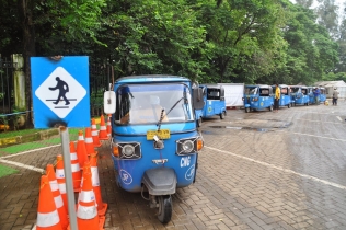 CNG taxis at a refueling station in Jakarta