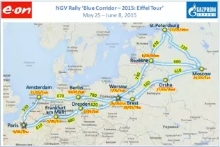 Route of the 2015 Blue Corridor rally