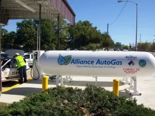 An autogas tank at a US fuel station