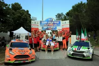 Finish line and winners of the Rally San Marino 2016