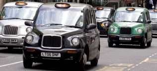 Black cabs on a London street