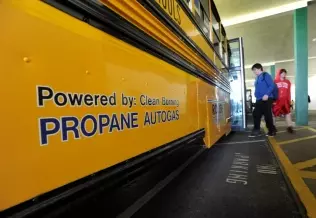 An autogas-powered school bus