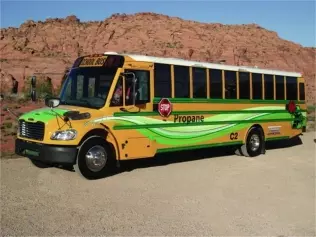 An autogas-powered school bus